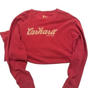 Carhartt Red Logo Sweatshirt 3XL Distressed Workwear Textured Knit 100% Cotton